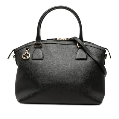 グッチ インターロッキングG ハンドバッグ ショルダーバッグ 2WAY 449651 ブラック レザー レディース GUCCI 【中古】