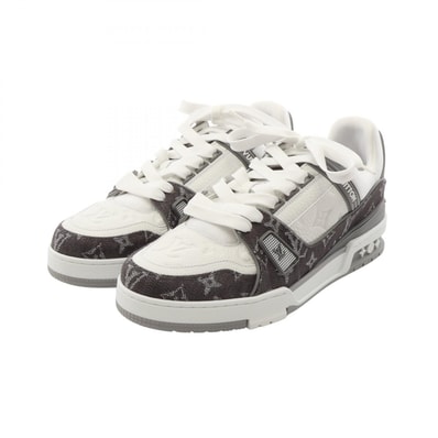 ルイ・ヴィトン LOUIS VUITTON LVトレイナーライン スニーカー 靴 レザー ファブリック グレー メンズ ホワイト系 / グレー系 1AHOUC 【中古】