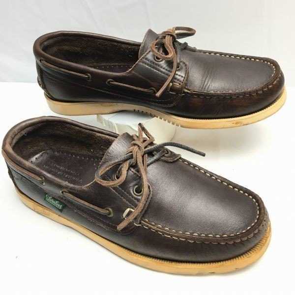 試着交換OK!Paraboot パラブーツ【サイズ6.5 25.0 ダークブラウン/茶】本革デッキシューズ モカシン Shoes boots 管NO.ZF-131