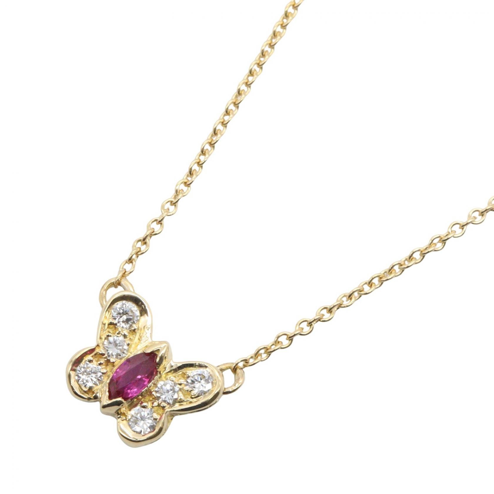ヴァンクリーフ&アーペル Van Cleef & Arpels パピヨン ルビー ダイヤ ネックレス ネックレス ジュエリー K18(イエローゴールド) ダイヤモンド ルビー レディース ゴールド系 / レッド系 / クリア系 【中古】