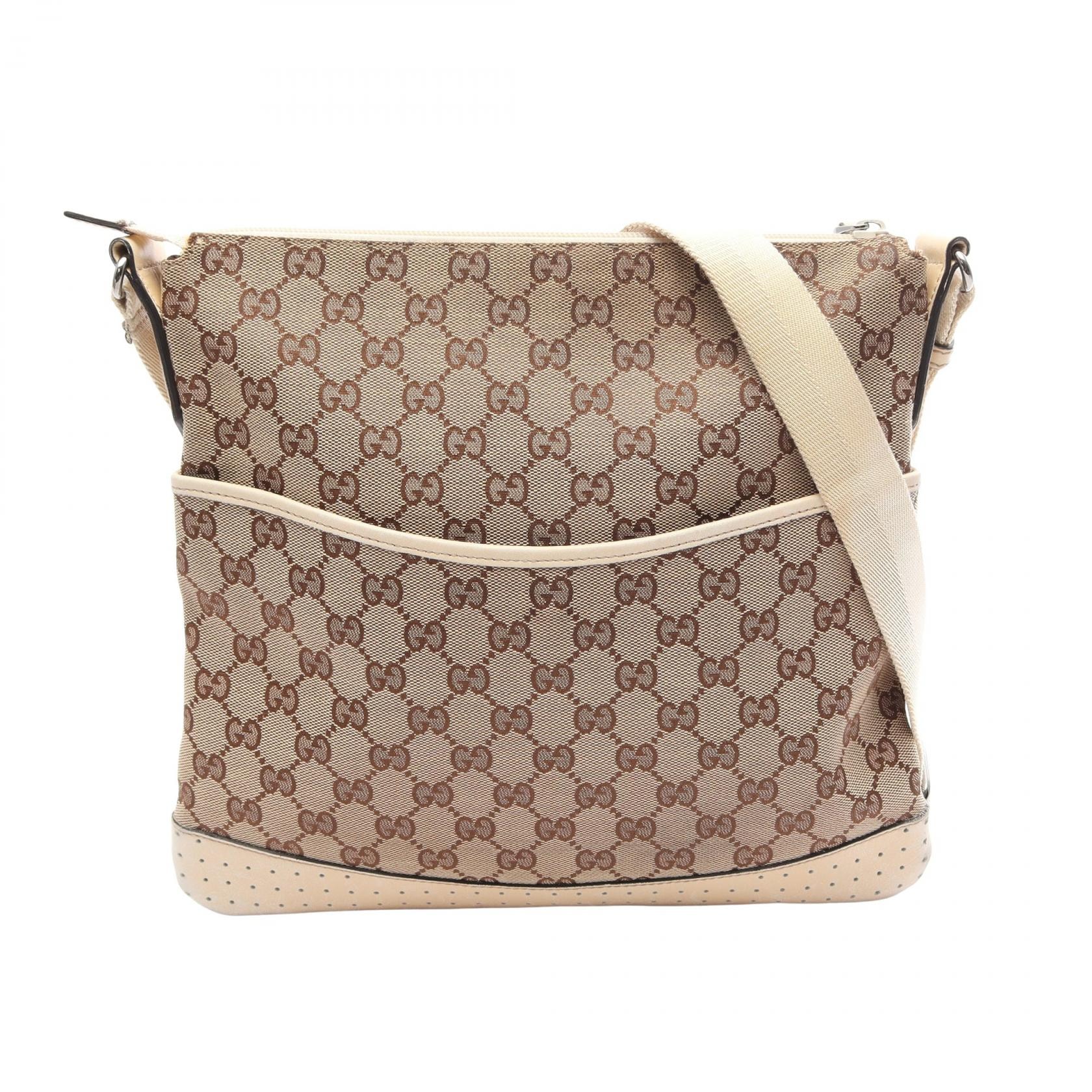 グッチ GUCCI GGキャンバス ショルダーバッグ バッグ キャンバス レザー レディース ベージュ系 / ブラウン系 / アイボリー系 145857 【中古】