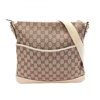 グッチ GUCCI GGキャンバス ショルダーバッグ バッグ キャンバス レザー レディース ベージュ系 / ブラウン系 / アイボリー系 145857 【中古】