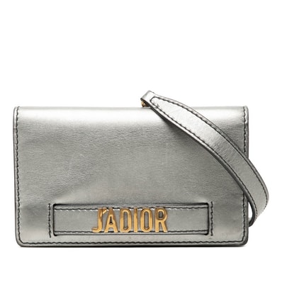 ディオール J'ADIOR 斜め掛け チェーン ショルダーバッグ シルバー ゴールド レザー メッキ レディース Dior 【中古】
