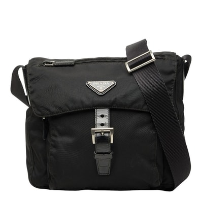 プラダ 斜め掛け ショルダーバッグ BT8994 ブラック ナイロン レザー レディース PRADA 【中古】