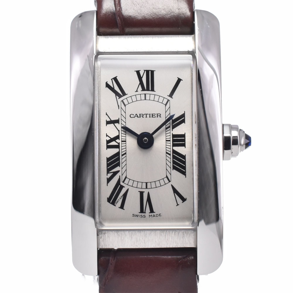 カルティエ CARTIER WSTA0032 タンクアメリカン ミニ シルバー クォーツ レディース 美品 腕時計 P#148966