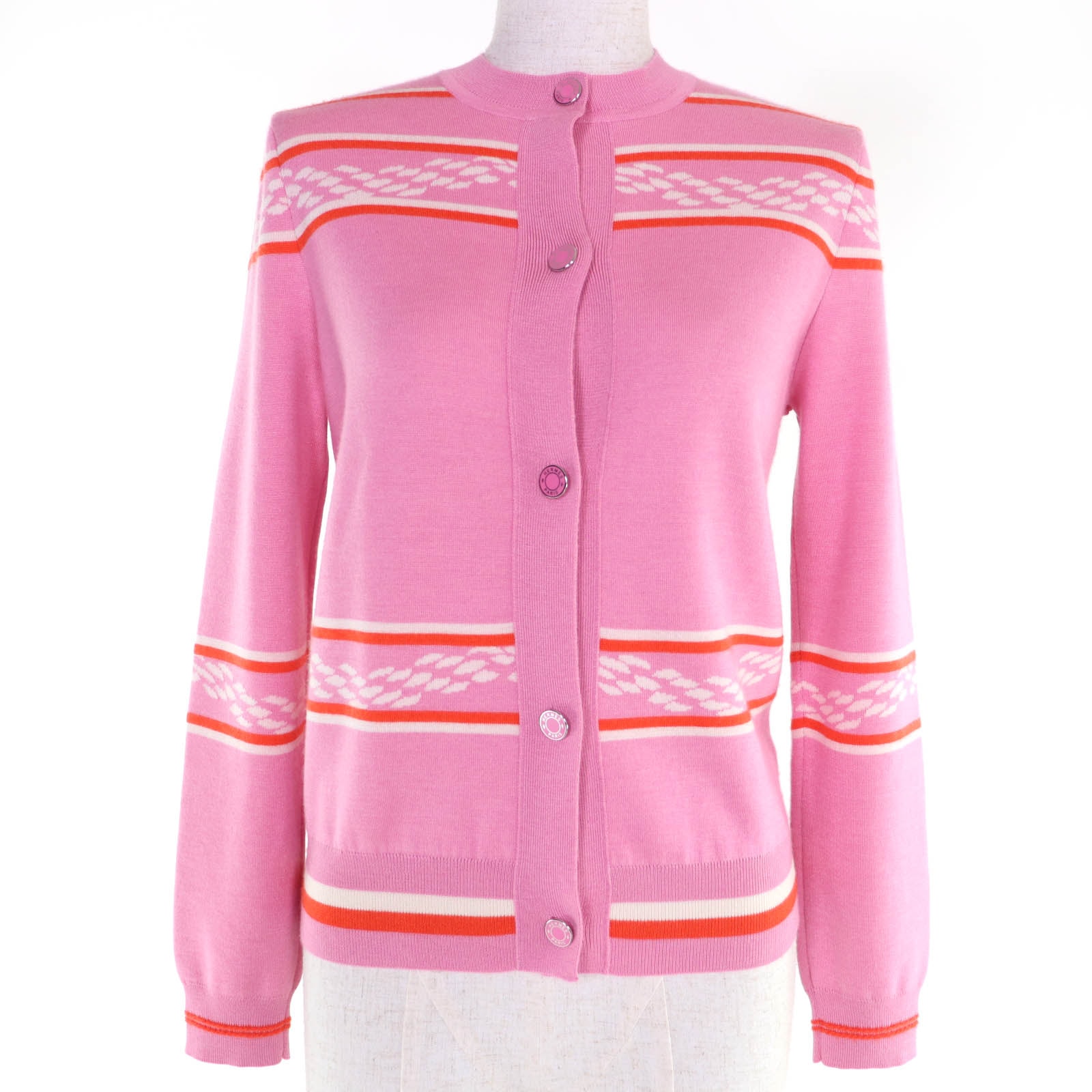 極美品 エルメス カーディガン ピンク レディース 34