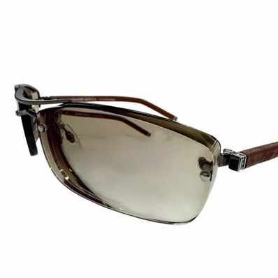 Chrome Hearts AMPED Leather & Silver 925 Double Bridge Sunglasses "Brown"