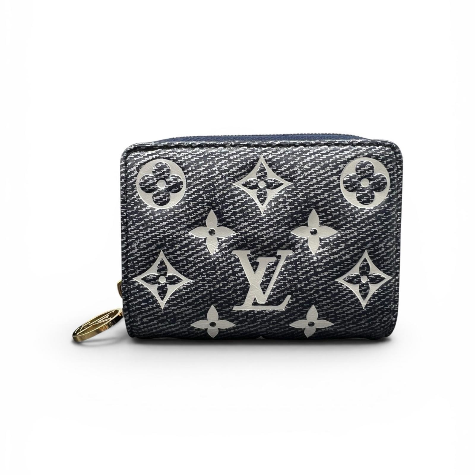 LOUIS VUITTON 希少 極美品 ルイヴィトン ポルトフォイユ ルー モノグラムエンボス 二つ折り財布 M82525 レザー RFID確認済 ネイビー コンパクトウォレット ミニ LV Aランク 中古 鑑定済 ヴィトン財布