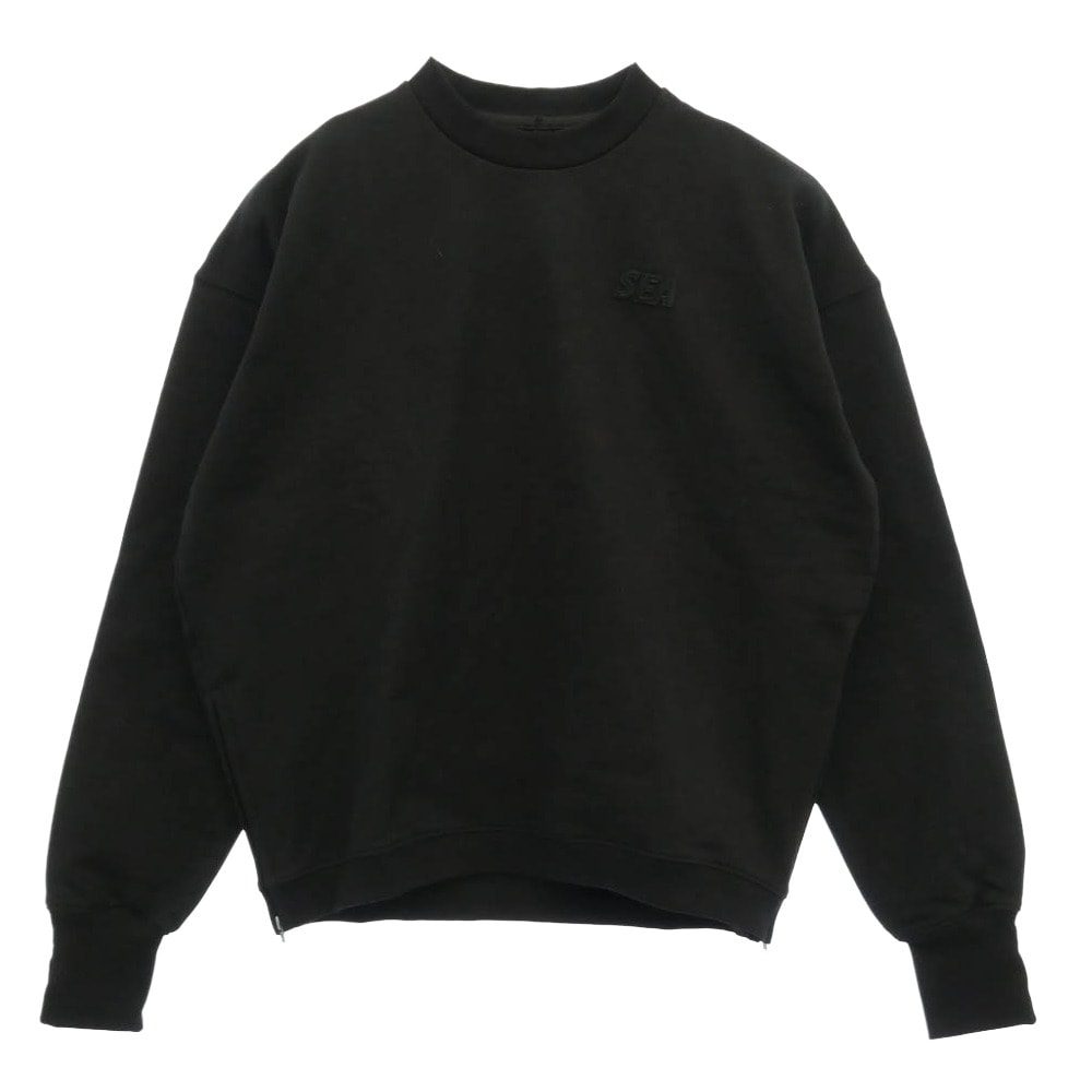 WIND AND SEA ウィンダンシー Cozy Crewneck Sweatshirt サイドジップ コージー クルーネック スウェットシャツ トレーナー ブラック系 S【中古】