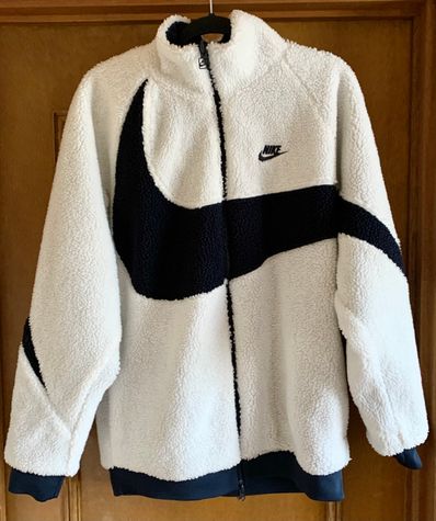 Nike Big Swoosh Reversible Boa Jacket "Sail/Dark Obsidian"