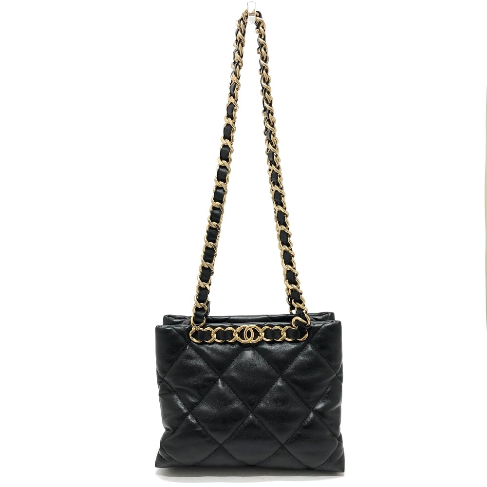 シャネル CHANEL マトラッセ スモールショッピングバッグ AS3502 ココマーク CC チェーンバッグ 肩掛け ショルダー ショルダーバッグ ラムスキン ブラック 新品同様