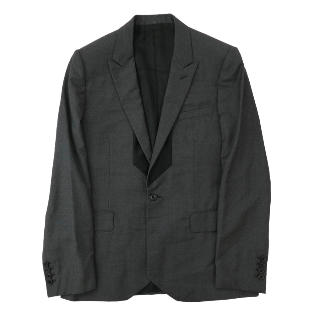 DIOR HOMME ディオールオム ジャケット 8E3121490558 ラペル裏サテン切替 ピークドラペル シングル 1B ウール テーラード ジャケット グレー系 50【中古】