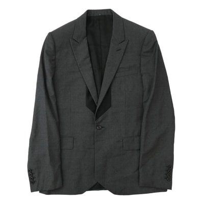 DIOR HOMME ディオールオム ジャケット 8E3121490558 ラペル裏サテン切替 ピークドラペル シングル 1B ウール テーラード ジャケット グレー系 50【中古】
