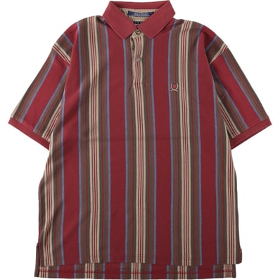 古着 90年代~ トミーヒルフィガー TOMMY HILFIGER マルチストライプ 半袖 ストライプ ポロシャツ メンズL相当 ヴィンテージ/eaa644320
