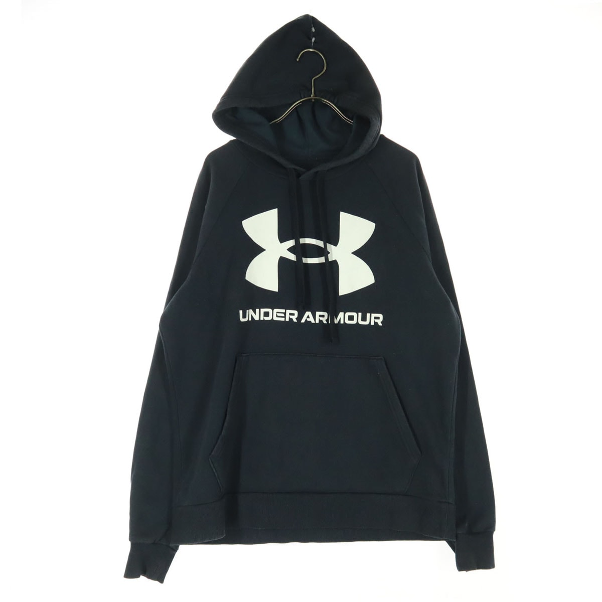 UNDER ARMOUR アンダーアーマー 裏起毛 ロゴプリント 長袖 パーカー M ブラック