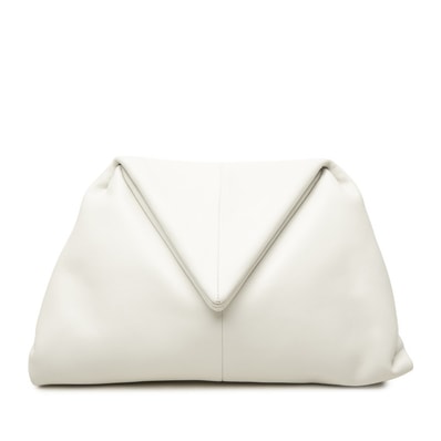 ボッテガヴェネタ トライアングル クラッチバッグ セカンドバッグ ホワイト レザー レディース BOTTEGAVENETA 中古