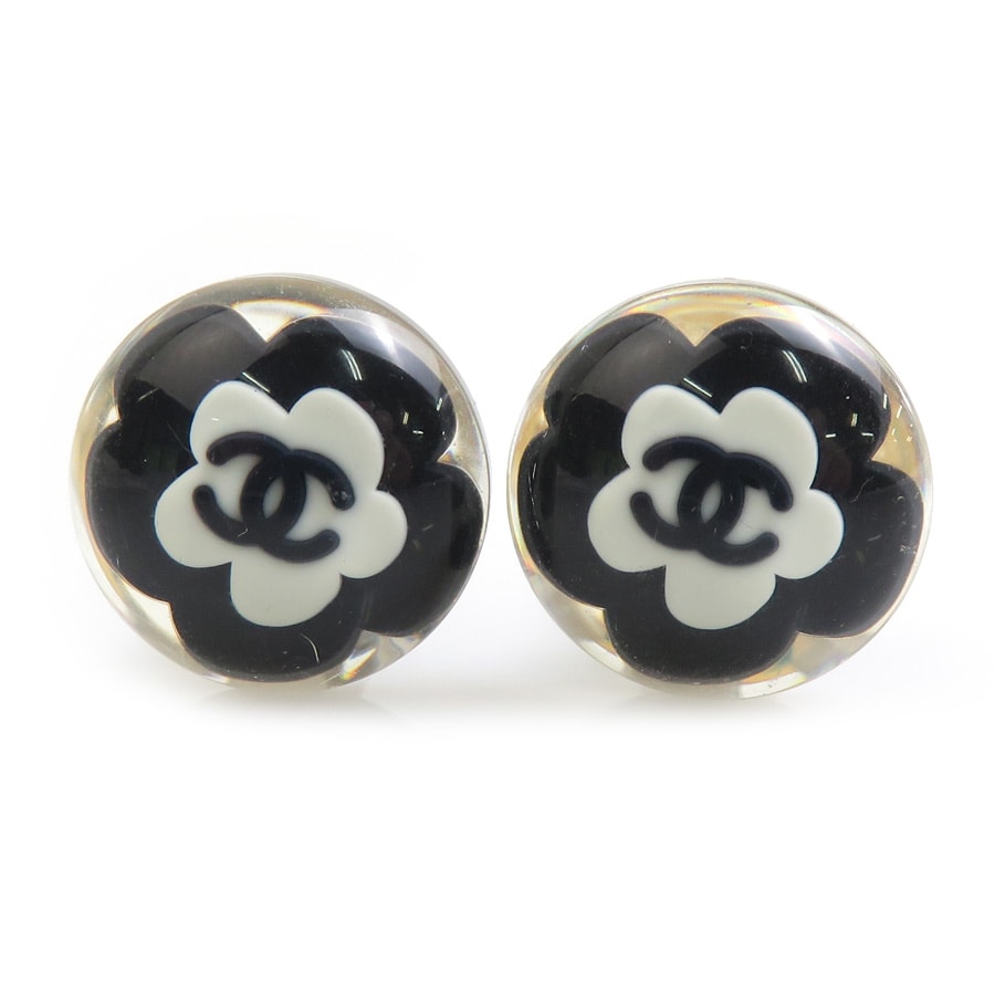 シャネル CHANEL イヤリング レジン/メタル ブラック/ホワイト レディース【中古】 h32173