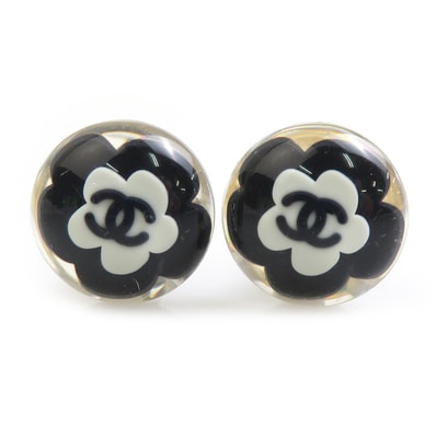 シャネル CHANEL イヤリング レジン/メタル ブラック/ホワイト レディース【中古】 h32173