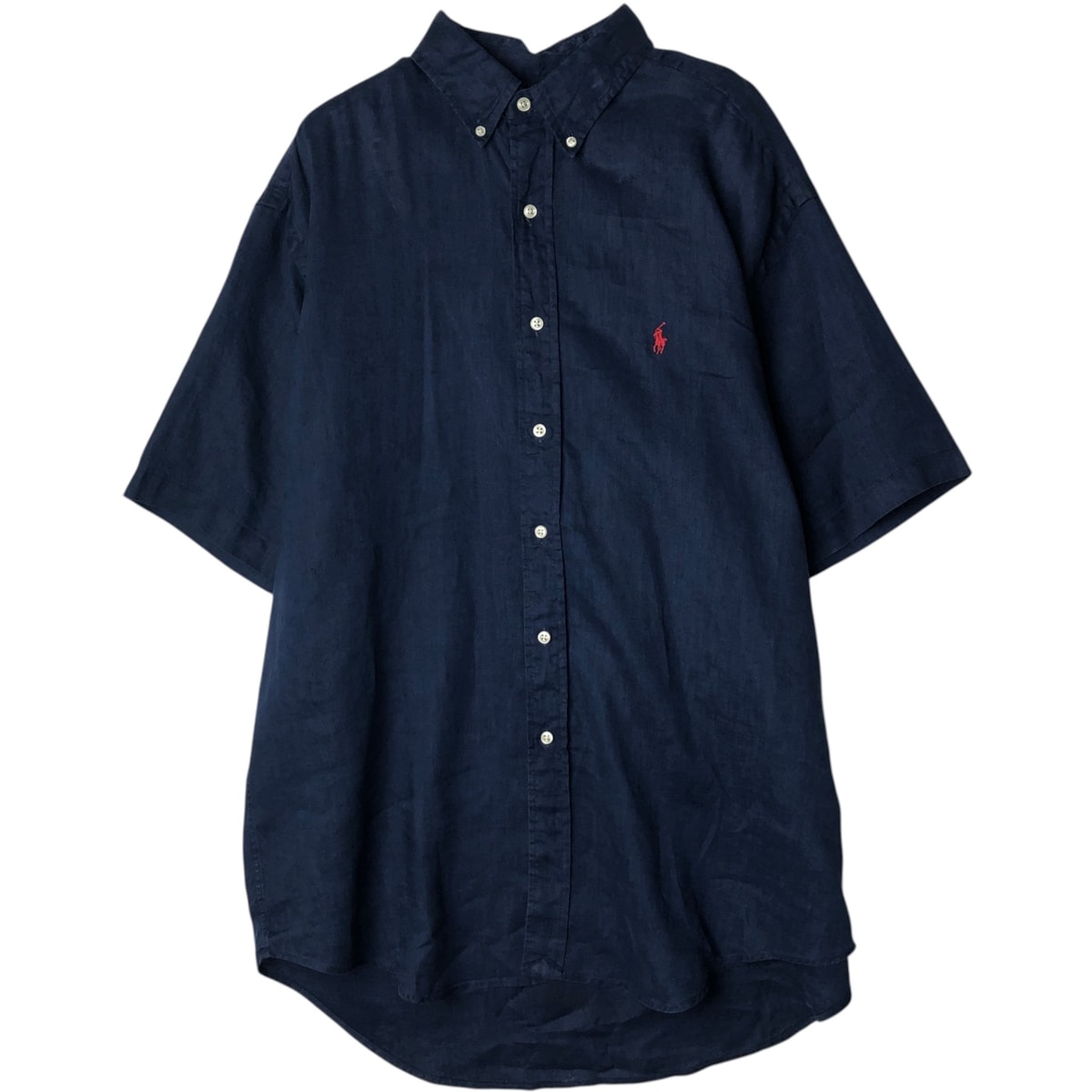 古着 ラルフローレン Ralph Lauren BLAKE 半袖 リネン ボタンダウンシャツ メンズL相当/eaa495251