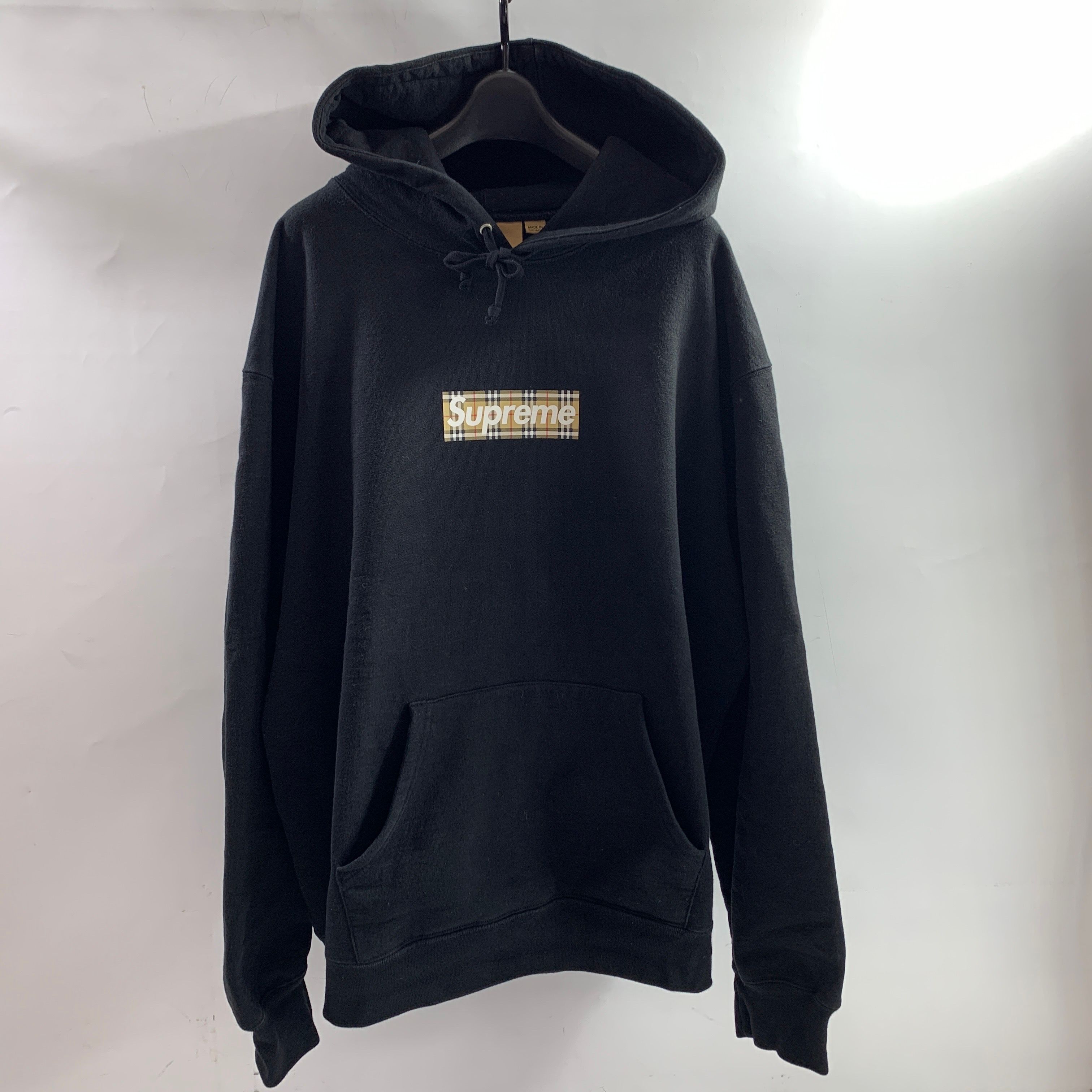 Supreme / Burberry Box Logo Hooded Sweatshirt "Black"
