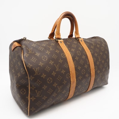 LOUIS VUITTON ルイ・ヴィトン モノグラム キャンバス キーポル 45 M41428 ボストンバッグ ブラウン コーティングキャンバス レザー レディース