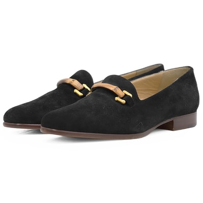 【SALE】GUCCI グッチ ローファー サイズ 36C レディース スエード バンブービット フラット シューズ 革靴 袋付属 ブラック 黒 イタリア製