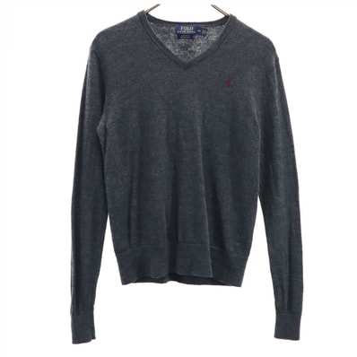 POLO RALPH LAUREN ポロラルフローレン ウール 長袖 Vネック セーター S グレー系 ニット