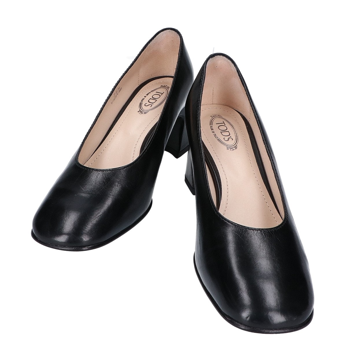 TOD'S トッズ チャンキーヒール パンプス T金具 ブラック 35 1/2 TOD'S