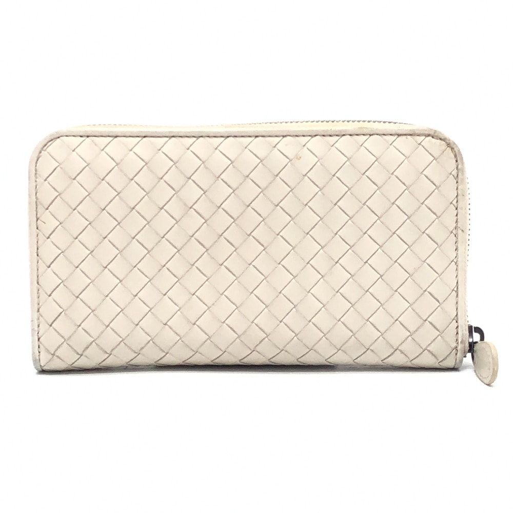 ボッテガヴェネタ BOTTEGA VENETA イントレチャート 114076 ロングウォレット ラウンドファスナー 長財布 レザー ホワイト