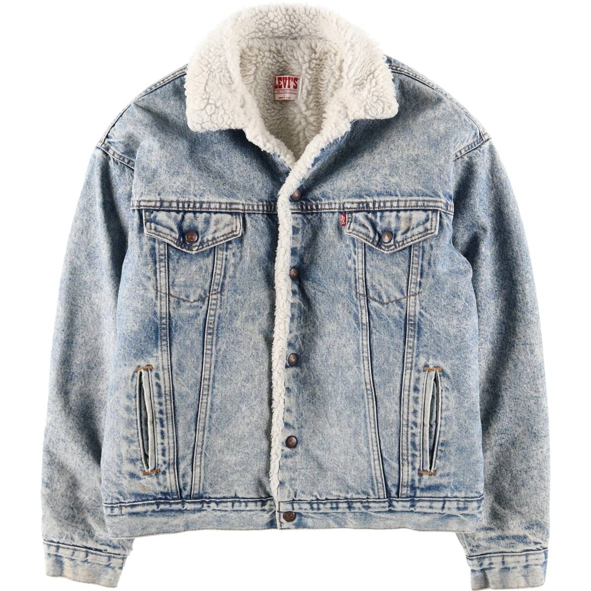 古着 80~90年代 リーバイス Levi's 71609-0219 ケミカルウォッシュ 中綿入り デニムボアジャケット USA製 メンズL相当 ヴィンテージ/eaa478083