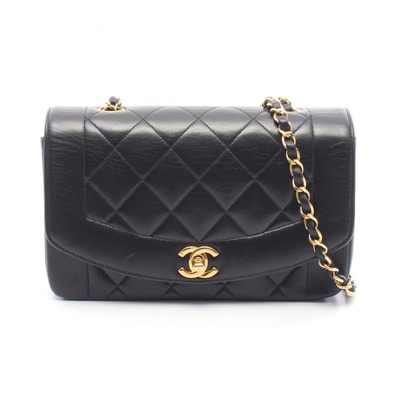 シャネル CHANEL マトラッセ ダイアナフラップ ショルダーバッグ バッグ ラムスキン(羊革) レディース ブラック系 A01164 【中古】