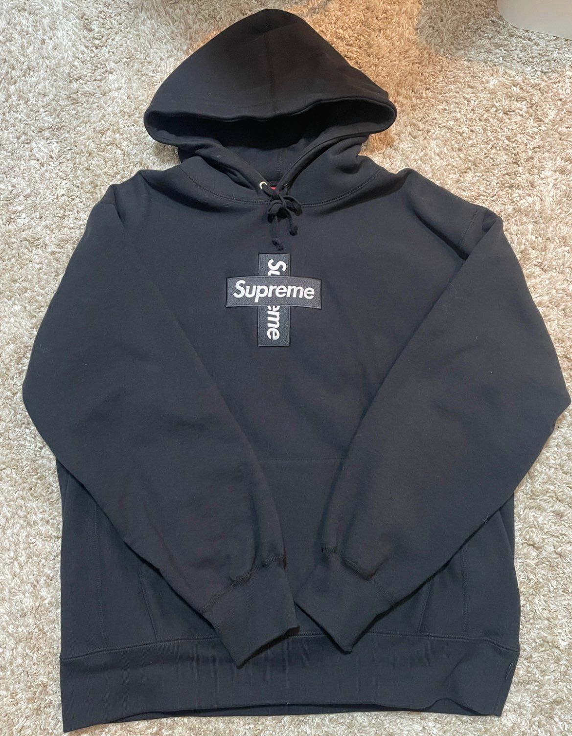 Supreme Cross Box Logo Hooded Sweatshirt "Black"