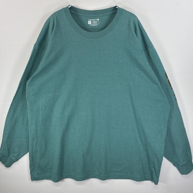 古着 カーハート Carhartt 長袖Tシャツ 袖プリント 大きいサイズ 混色生地 3XL 水色系 メンズ