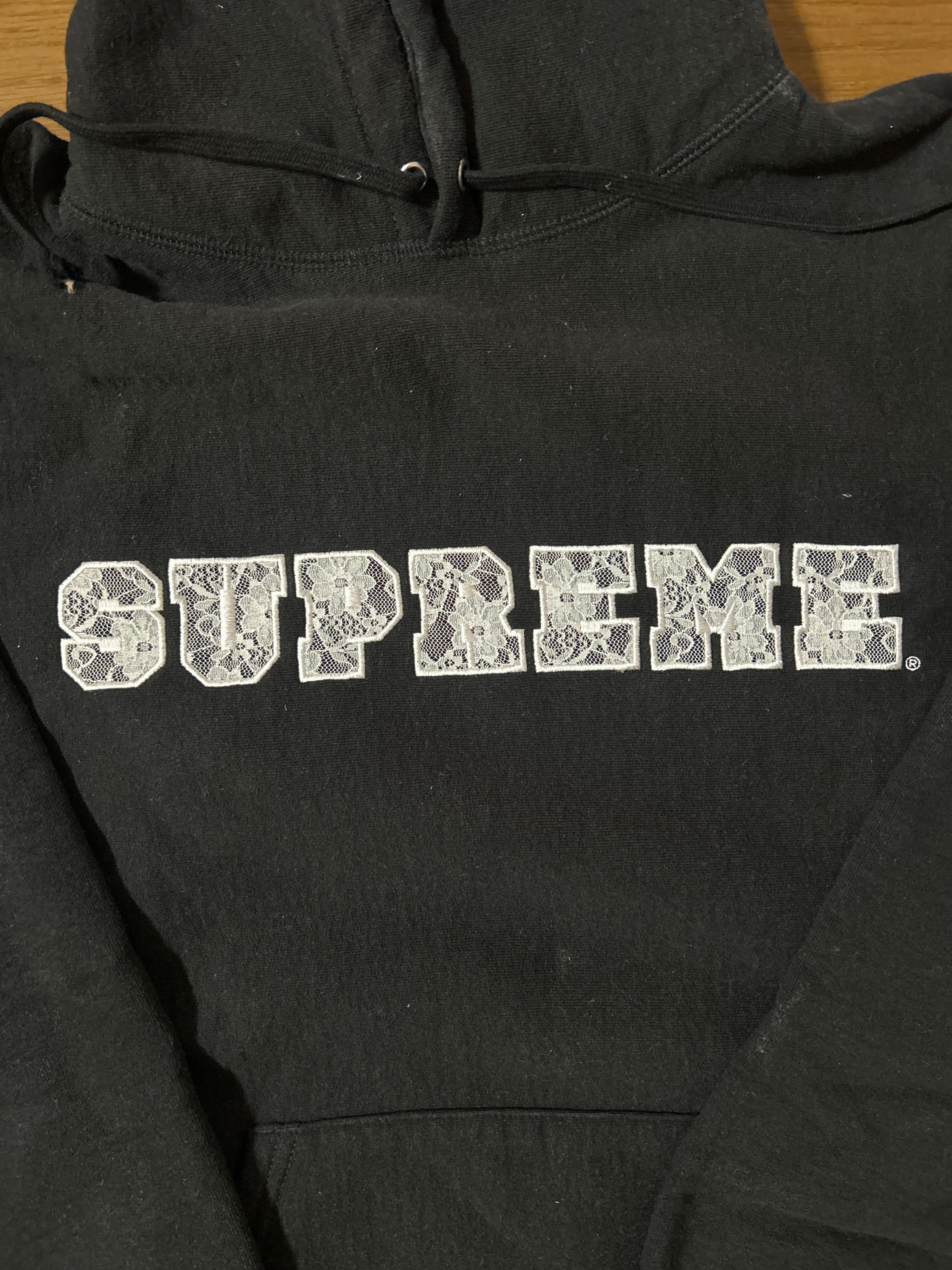 Supreme Lace Hooded Sweatshirt "Black"