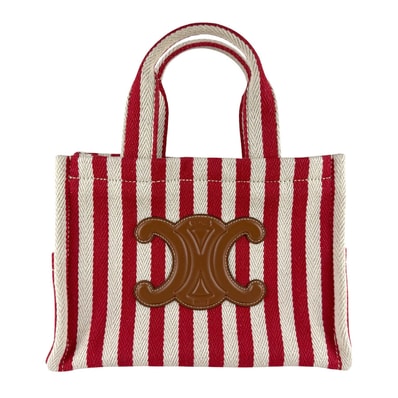 セリーヌ CELINE ハンドバッグ ショルダーバッグ スモール カバ タイス キャンバス/レザー レッド/ホワイト/ブラウン レディース【中古】 z9960
