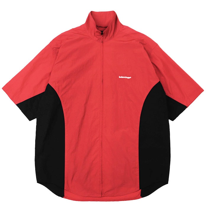 未使用 バレンシアガ 2020年製   バイカラー ロゴ刺繍 ジャケット メンズ レッド ブラック 44 BALENCIAGA