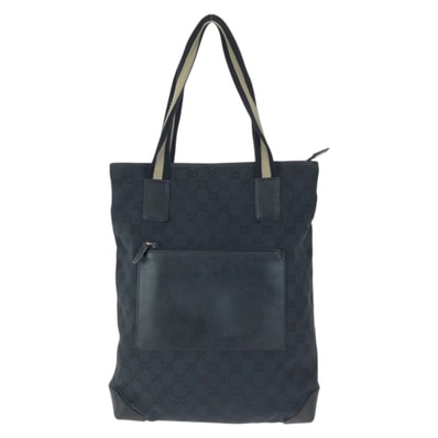 GUCCI グッチ ブラック 黒 シルバー金具 GGキャンバス レザー/ トートバッグ ショルダーバッグ 601680 【中古】