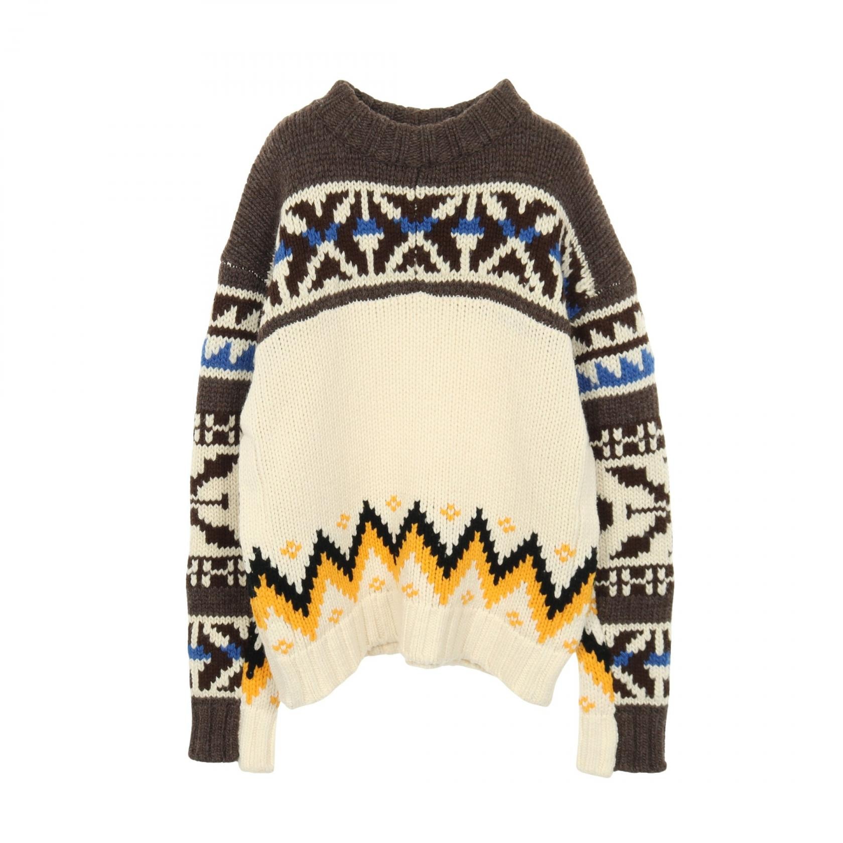 サカイ Sacai Nordic Knit Pullover ニット 衣料品 トップス ウール メンズ ホワイト系 / ブラウン系 【中古】