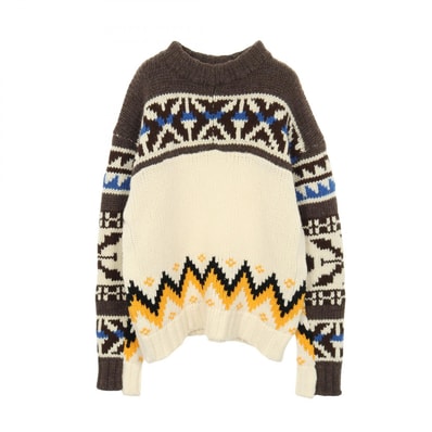 サカイ Sacai Nordic Knit Pullover ニット 衣料品 トップス ウール メンズ ホワイト系 / ブラウン系 【中古】