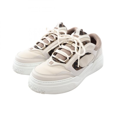 フェンディ FENDI フォース スニーカー 靴 レザー ファブリック メンズ ホワイト系 / グレー系 【中古】