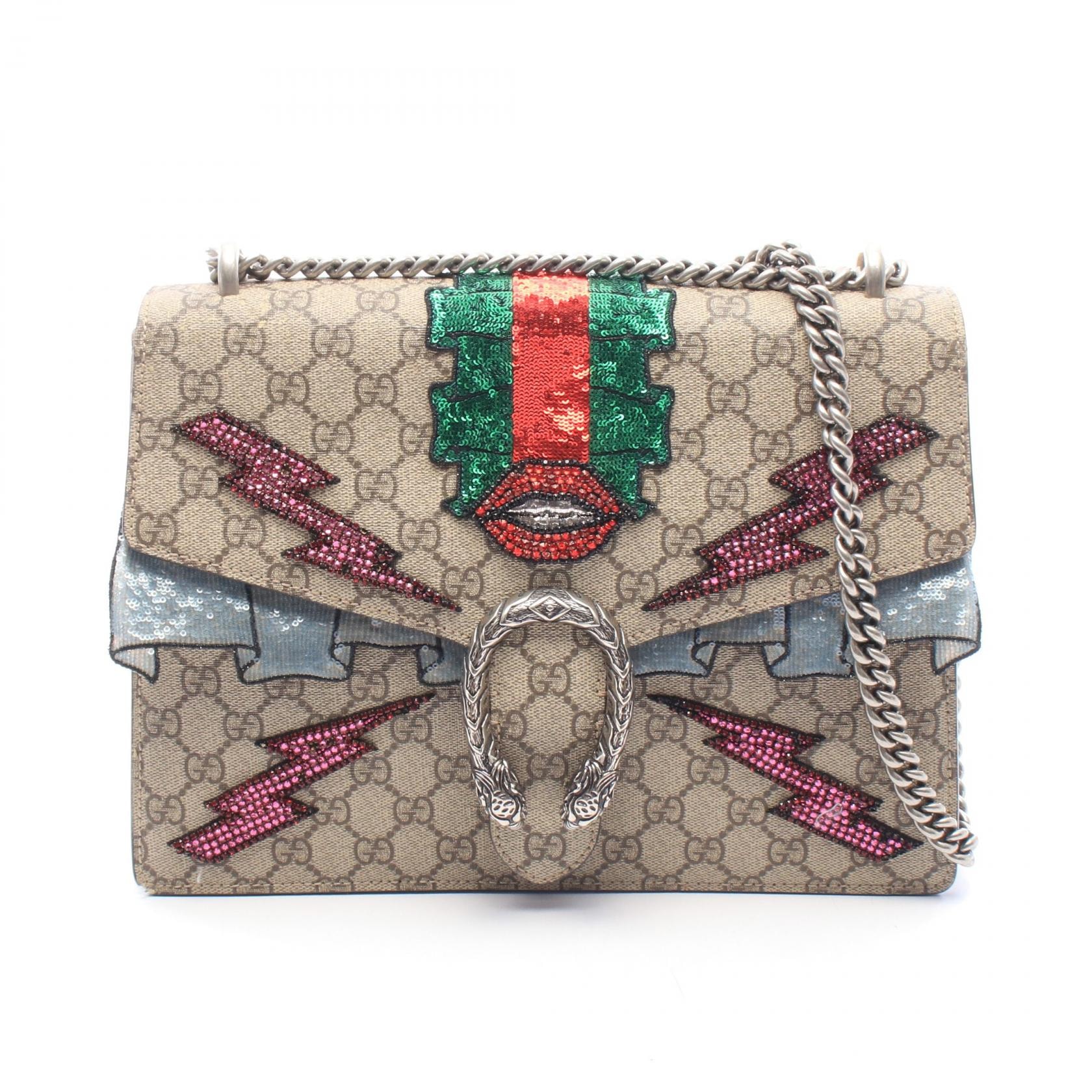 グッチ GUCCI ディオニュソス リ エディション GGスプリーム ショルダーバッグ バッグ PVCコーティングキャンバス スウェード レディース ベージュ系 / ブラウン系 / マルチカラー 400235 【中古】