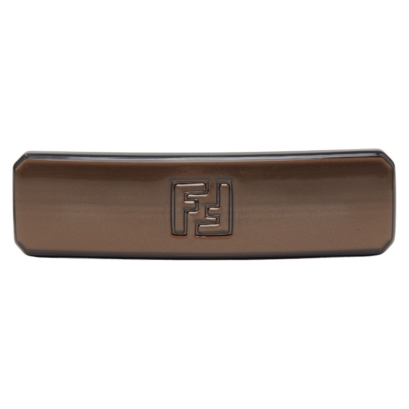 フェンディ FFロゴ バレッタ ヘアアクセサリー ブラウン シルバー プラスチック メタル レディース FENDI 【中古】