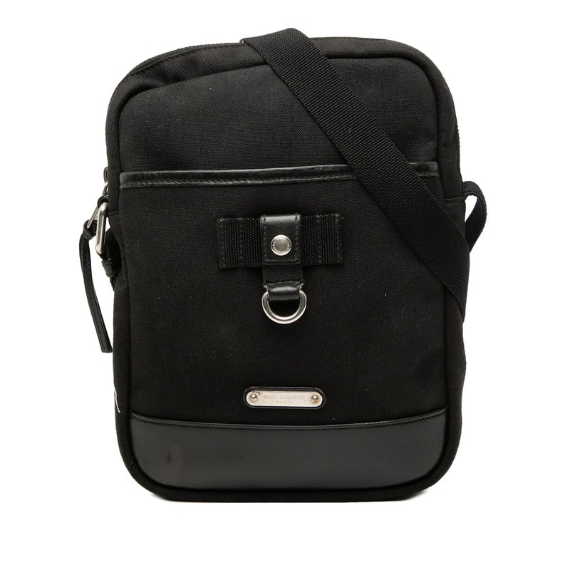 サンローラン リビングトン 斜め掛け ショルダーバッグ 482777 ブラック キャンバス レザー レディース SAINT LAURENT 【中古】