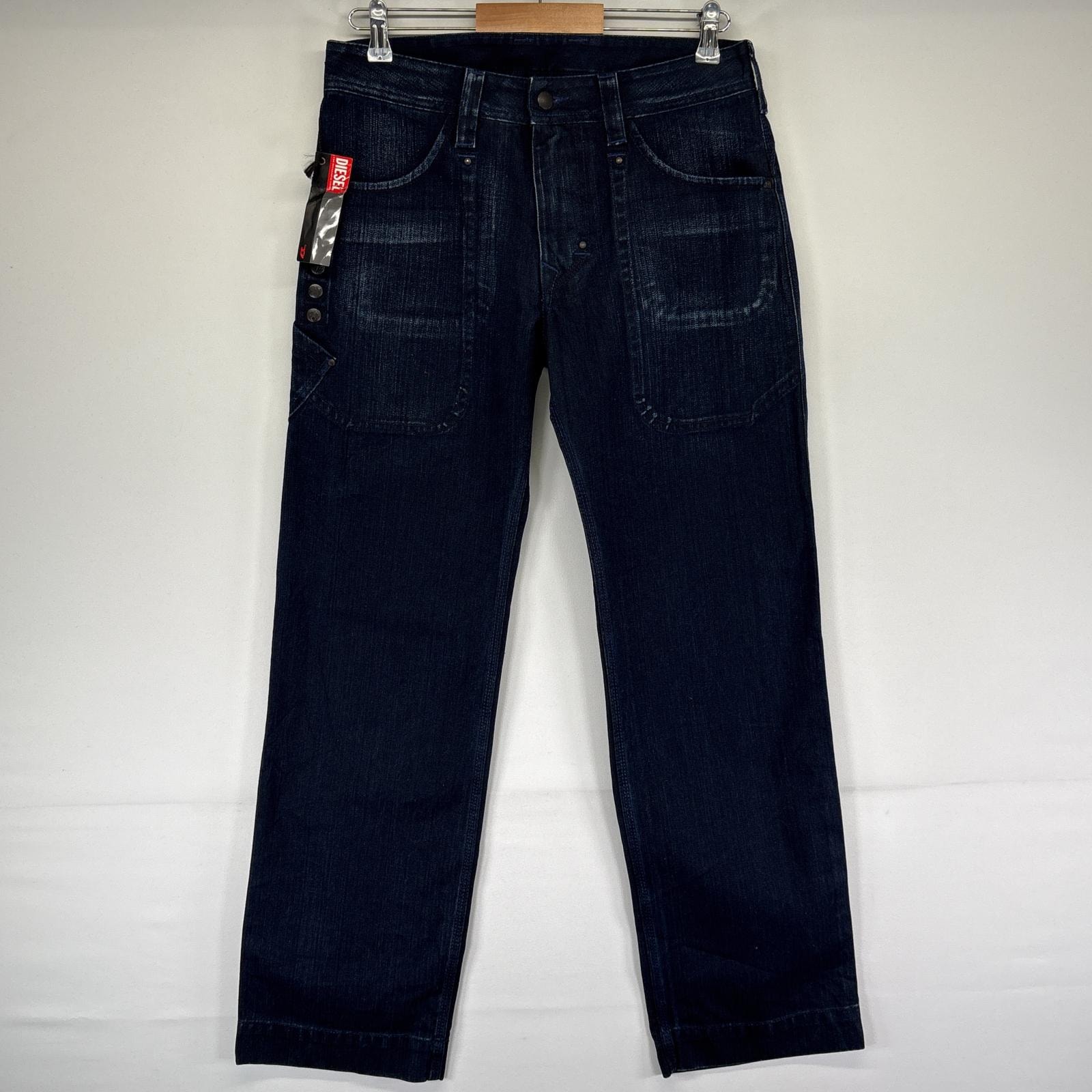 古着 ディーゼル DIESEL デニムパンツ ストレート デッドストック タグ付き ジーンズ ジーパン サイドポケット w28 ブルー メンズ
