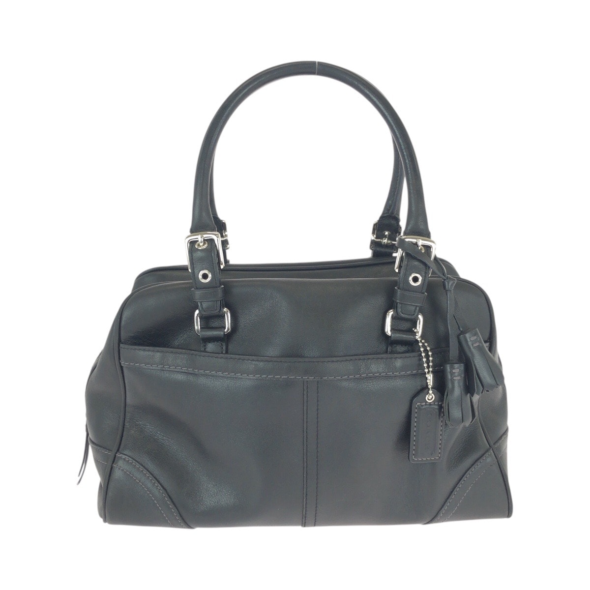 COACH コーチ ブラック 黒 シルバー金具 レザー ハンドバッグ トートバッグ 600428 【中古】