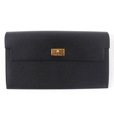 極美品 エルメス 長財布 ケリー・ポケット ロング ブラック レディース