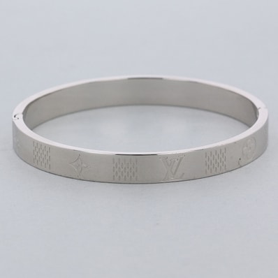 LOUIS VUITTON ルイ・ヴィトン モノグラム バングル・ダミエ ステープル バングル M1387L L シルバー メンズ【中古】