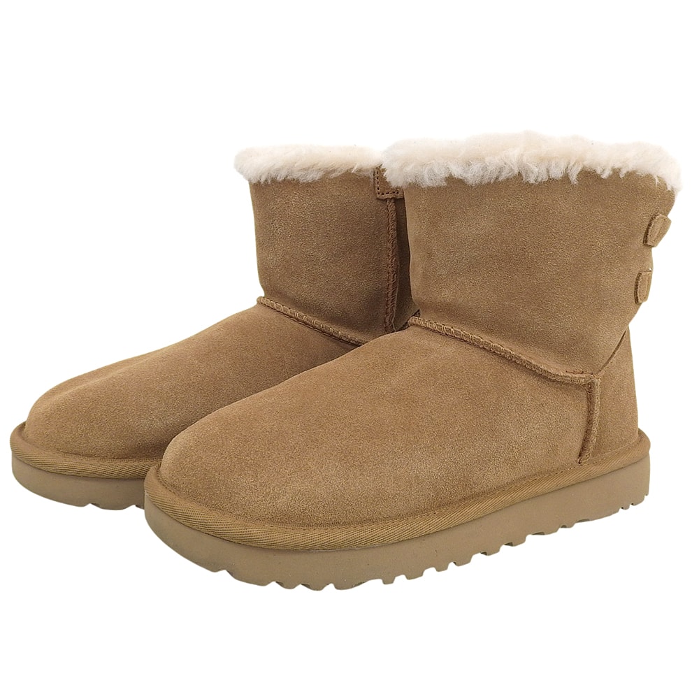 アグ 美品 ミニ コンティーニュイティ ボウ ムートンブーツ レディース チェスナット 22cm 1110705 5(US)