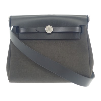 エルメス HERMES エールバッグジップミニ ショルダーバッグ ヴァッシュハンター トワルミリタリー ダークブロンズ シルバー金具 レディース【中古】【Aランク】