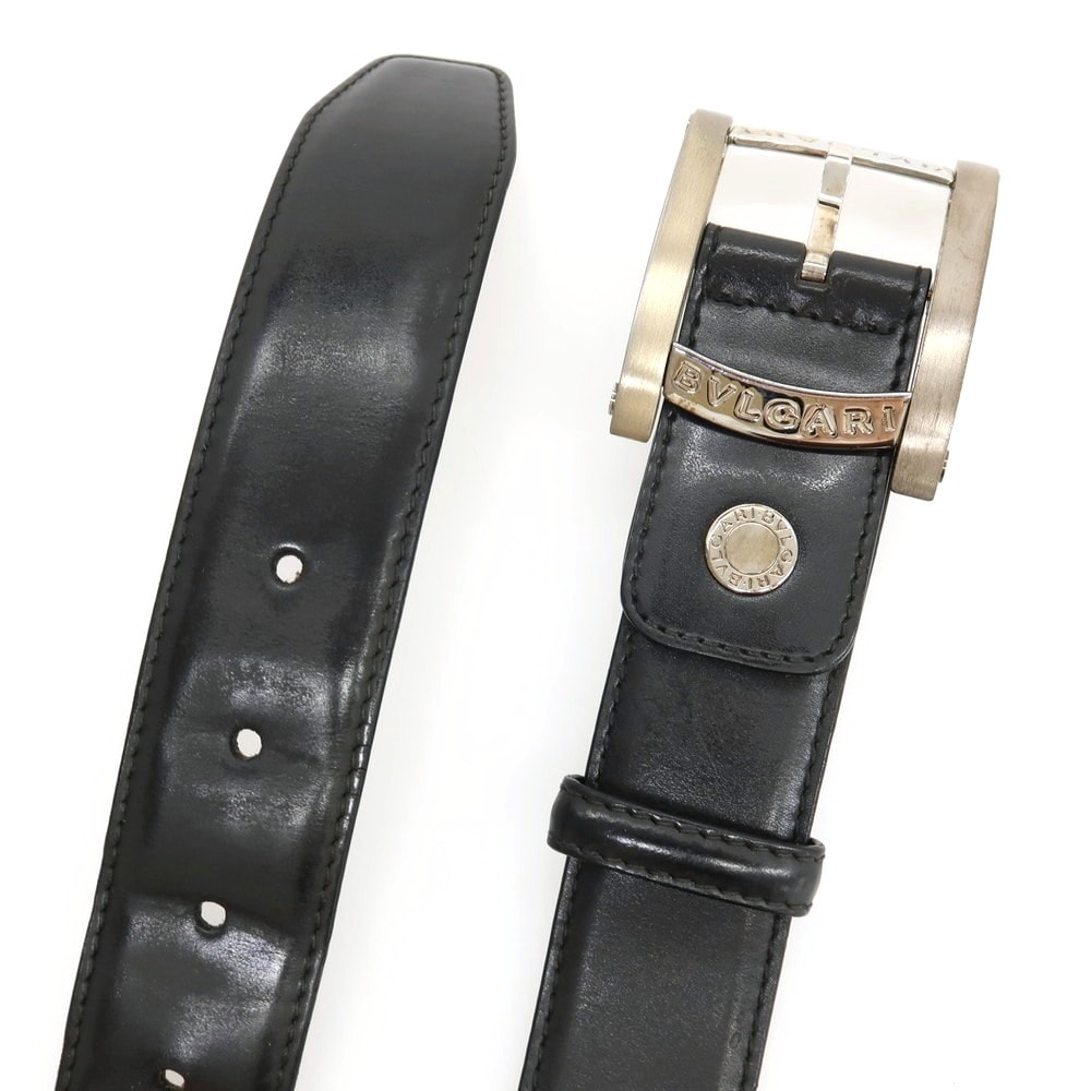 E (全体的に状態が悪い)】【中古】ブルガリ BVLGARI レザー ベルト